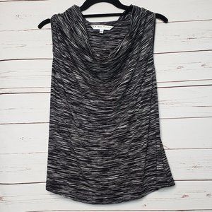 Trina Turk Black Space Dye Draped Front Racerback Tank